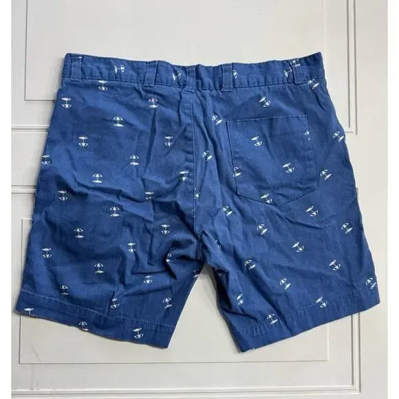 Essex Crossing Mens Short Inseam Shorts Sz 32 Modern Beach Umbrella Graphic Blue - Picture 4 of 4